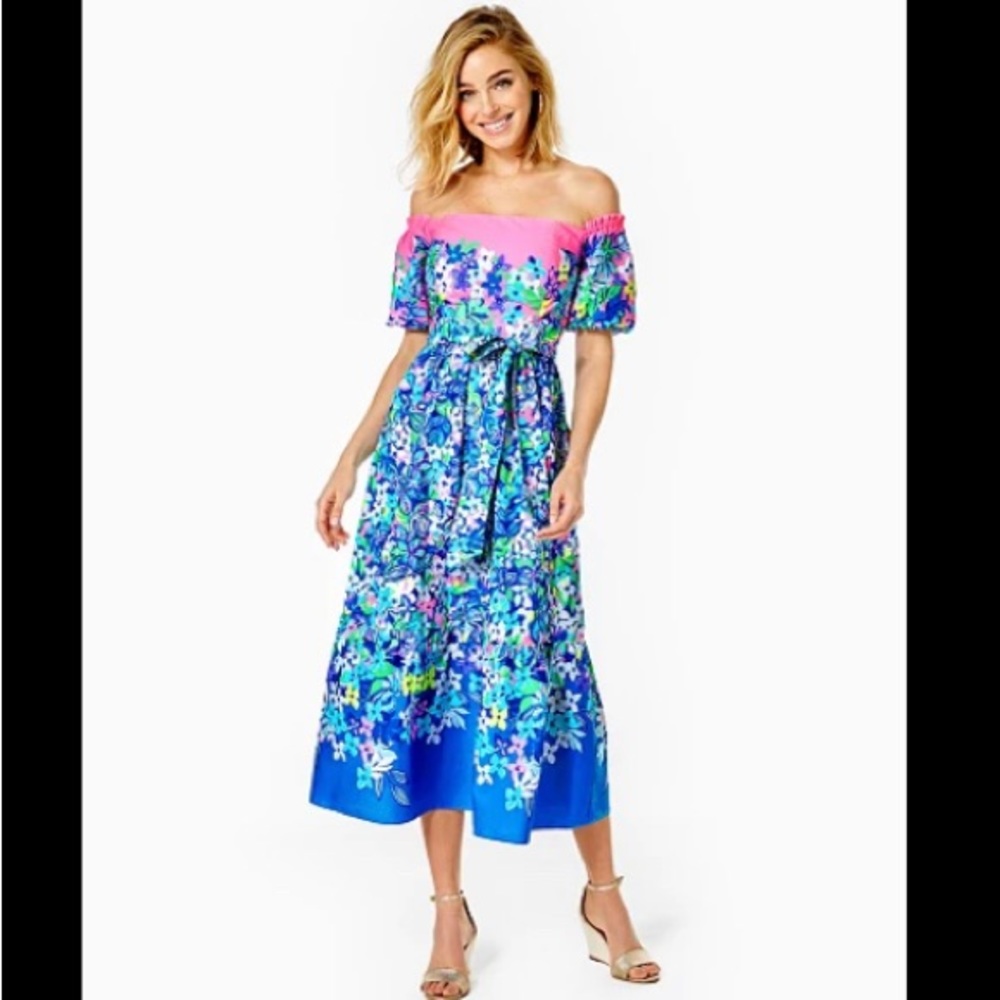 Brand new, with tags, off the shoulder dress by Lilly Pulitzer.